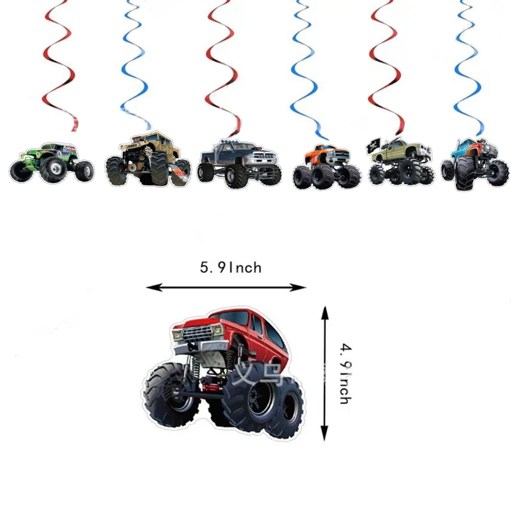 Monster Truck Cupcake Topper Picks Monster Car Theme Geburtstagsparty-Dekoration für Jungen Monster Truck Party Geburtstagsdekoration – Detail 6