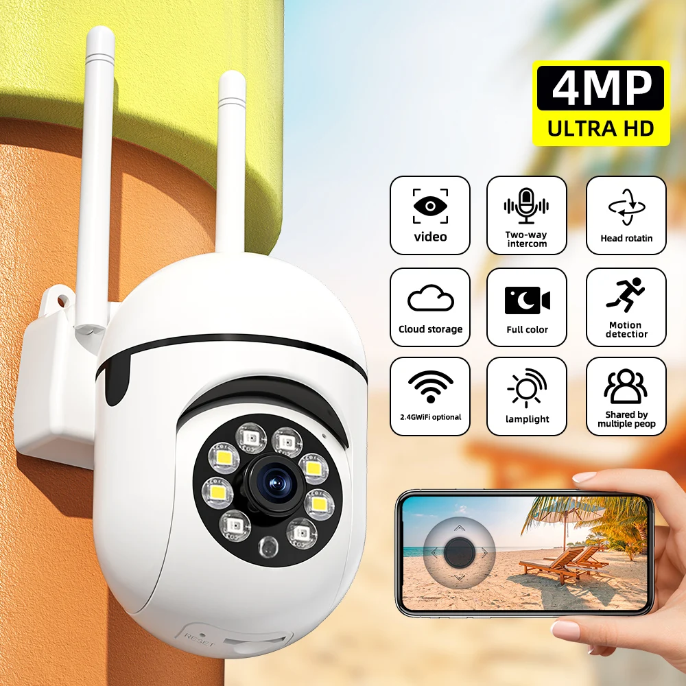 4/8MP 2/4K Wireless PTZ Camera Full HD Color Night Vision Wifi IP Camera Outdoor Ai Auto Tracking CCTV Surveillance Camera WiFi