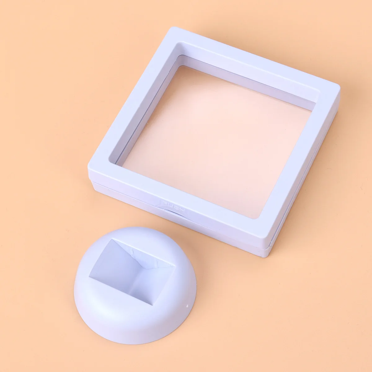 

3D Floating Frame Shadow Box Display Case Round Base 9x9cm Clear Jewelry Coin Medallion Display Stand for Table Desk Home