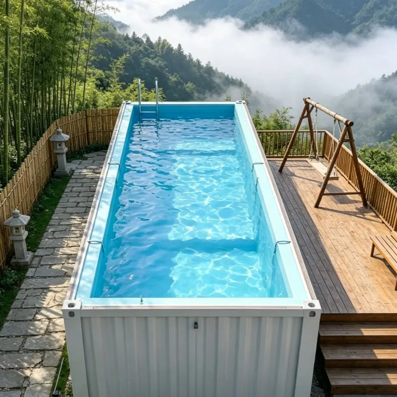 Customized Heavy Duty Container Pool Steel Frame Double Layer Structure Backyard Above Ground Pool Summer Family Vacation