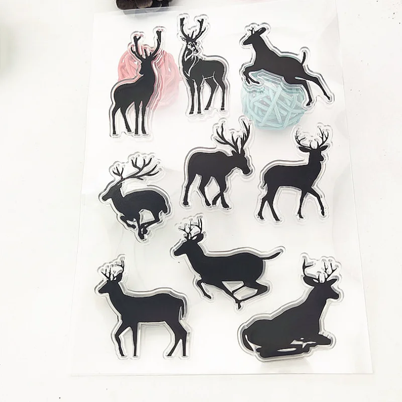 Cute Sika Deer Transparent Silicone Finished Stamp Journal DIY Scrapbook Rubber Coloring Embossed Stencils Decoration Reusable