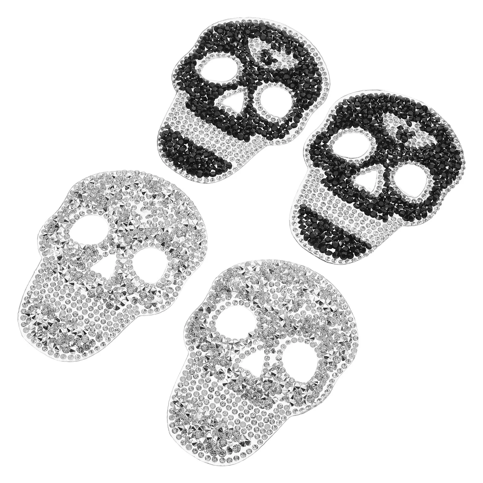 

4Pcs Skull Rhinestone Patch Unique Design DIY Clothing Shoes Bags Halloween Accessories Clothes Decoration Patch Stickers