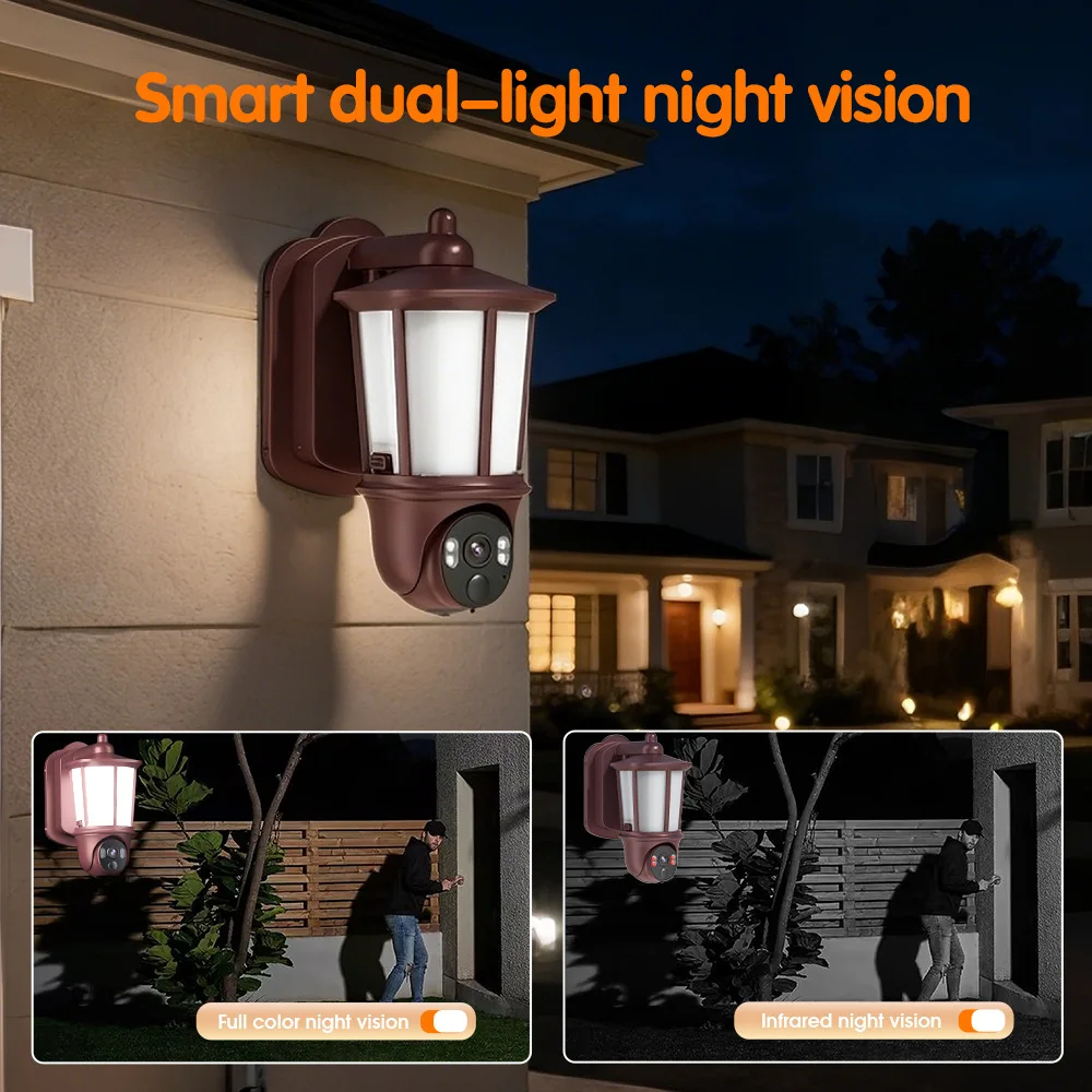 5MP Outdoor Courtyard Lamp PTZ Security Camera IP Dome Camera Full Color Night Vision Two Way Intercom Wireless CCTV Yoosee APP