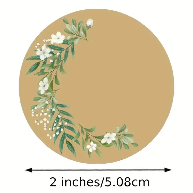 300pcs Kraft Floral Wreath Canning Jar Labels, 2-Inch Self-Adhesive Stickers, Natural Brown Spice Bottle Labels for Gifts