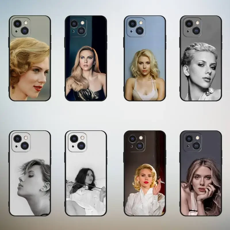 S-Scarlett J-Johansson Phone Case For iPhone,11,12,Mini,13,14,15,PRO,XS,MAX,X,XR,6,7,8,Plus Black Shell