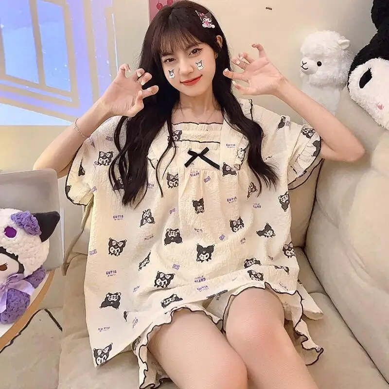 2026 New Women's Pochacco Short Sleeve shorts Pajama Cartoon anime Korean Style Home Clothe Summer Student Soft Sweet Nightdress
