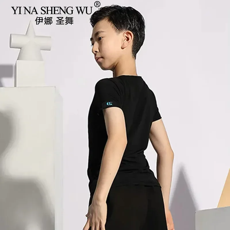 الأطفال قصيرة الأكمام اللاتينية الرقص الأعلى الرجال الربط تصميم الرقص الشرقي الرقص الحديث التانغو تنورة رقص الرقص اللاتينية قصيرة #4