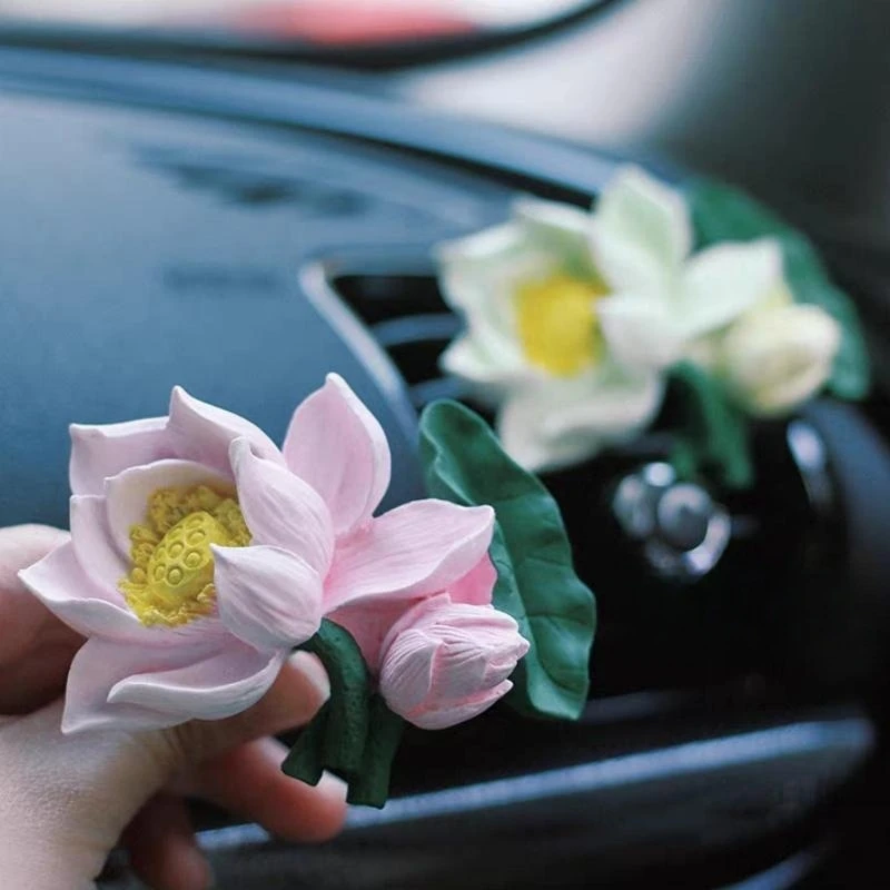 Lotus Shaped Aromatherapy Wax Silicone Mould For Car Decoration DIY Flower Bouquet Gypsum Plaster Ornament Molds