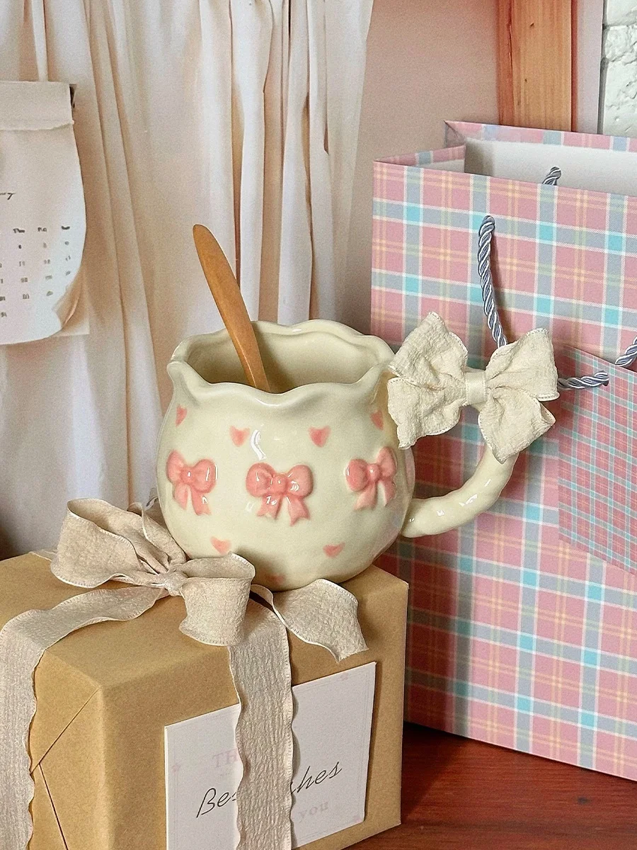 

Pink Bowtie Cerc Mugs Best Friend Birthday Gift Beautiful Wedding Favor Cups Cusizable Personalized Design Chinese Brand