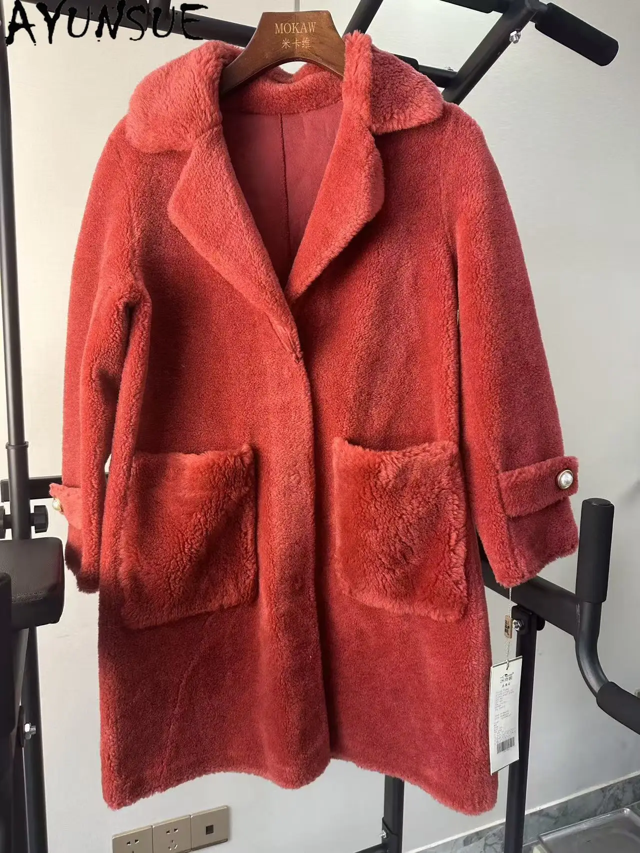 AYUNSUE Real Wool Jacket Women Winter Clothes Mid-length Warm Womens Coats Unique Promotion Minor Flaws No Refund No Exchange