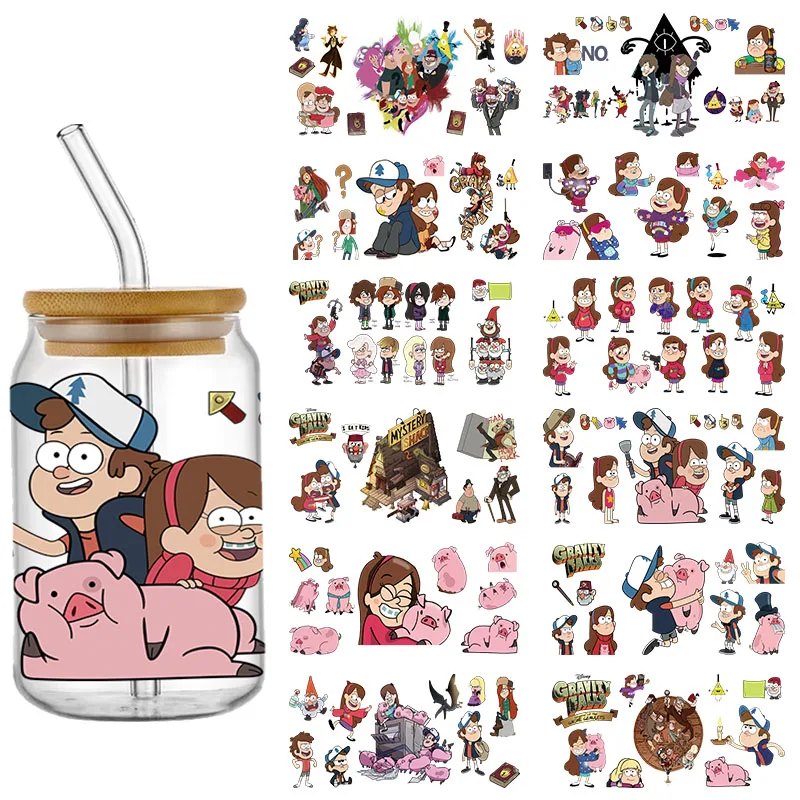 Disney Weirdtown Transfer Sticker Dipper Mabel UV DTF Cup Wraps For 16OZ Coffee Glass Can Bottle Selfadhesive Washable Custom