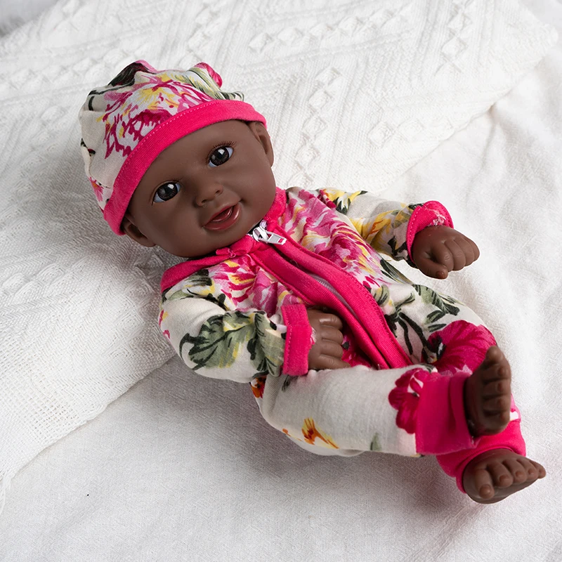 30 cm Reborn Baby Puppe Schwarz Weiche Volle Vinyl Baby Puppen Für 11,81 zoll Puppen Lebensechte Neugeborene Baby Puppe Geschenk puppe Spielzeug für Mädchen ﻿