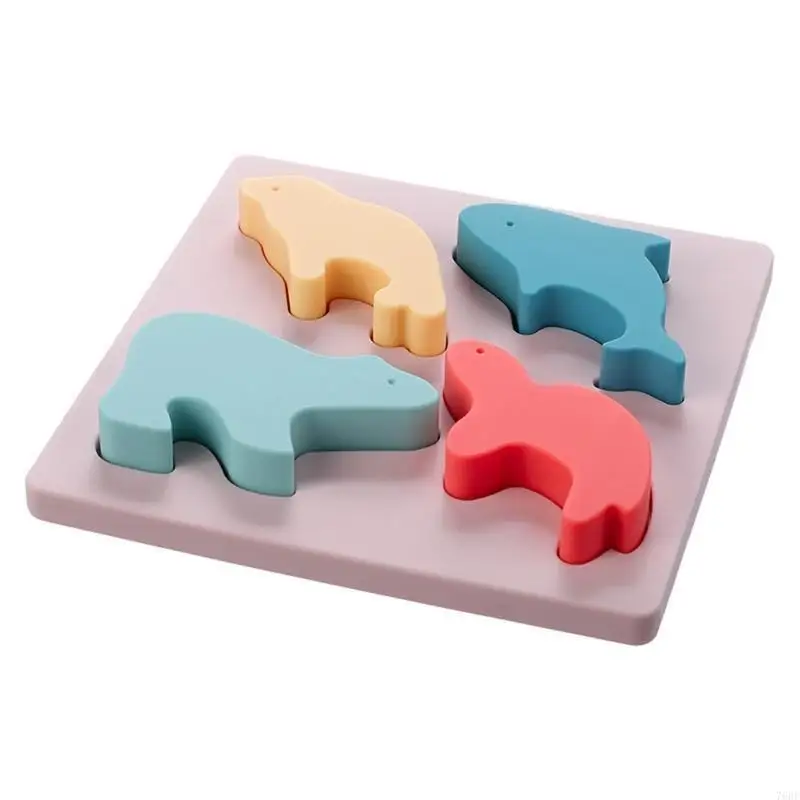76HF Baby Soft Nesting Sorting Toy Silicone Teether Kids Learning Puzzle Toy