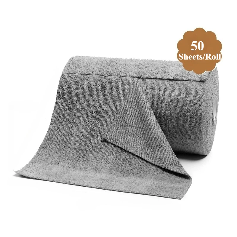 50 Blatt/Rolle, wiederverwendbares Reinigungstuch, Haushaltsküchentuch, Mikrofaser-Handtuchrollen, Geschirrlappen, Waschpapier, Handtuchersatz