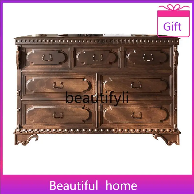 

American solid wood retro seven-chest cabinet, locker, study storage cabinet can be customized