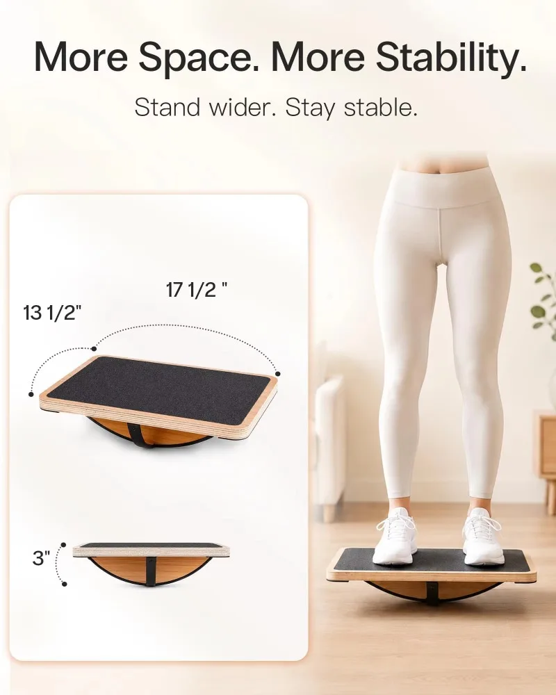 YTYINCustom 360° Rotation Fitness Balance Curvy Board Adults' Workout Trainer Wobble Gym Exercise Wooden Balance Board