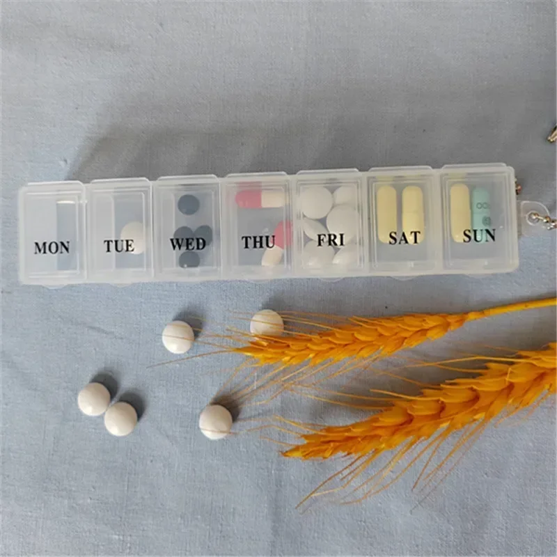 Medicine Pill Box 7 Days Weekly Pillbox Case Plastic Square Pills Box Organizer Week Tablets Medicine Storage Medical Travel