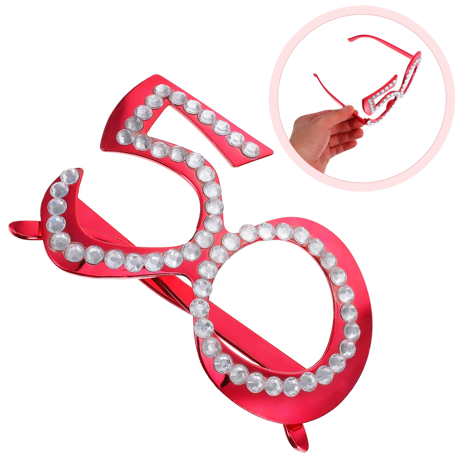 

1Pair Number Glasses 50 Years Old Glitter Frame Birthday Party Accessories Reusable Novelty Eyeglasses for Photo Props and