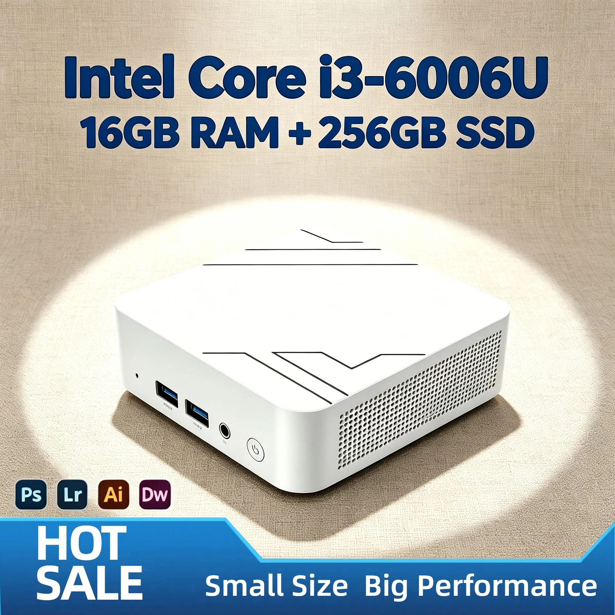New Intel Core i3-6006U 512GB Mini PC 16GB DDR4 M.2 NVMe SSD Triple 4K WiFi6 Silent Cooling Office Home Desktop Computer Pro