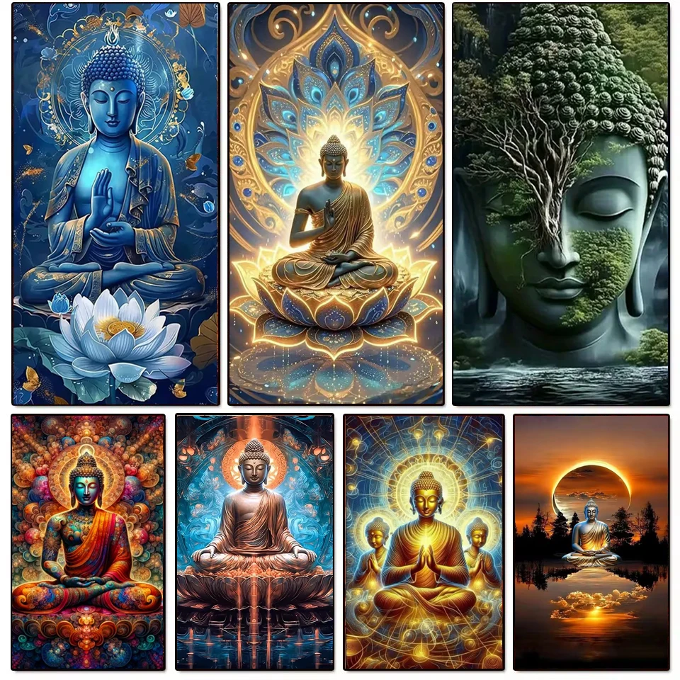 

Мерцающая золотая статуя Будды, алмазная живопись, полная дрель, мозаика, фэнтези целостности и духовности, алмазная вышивка