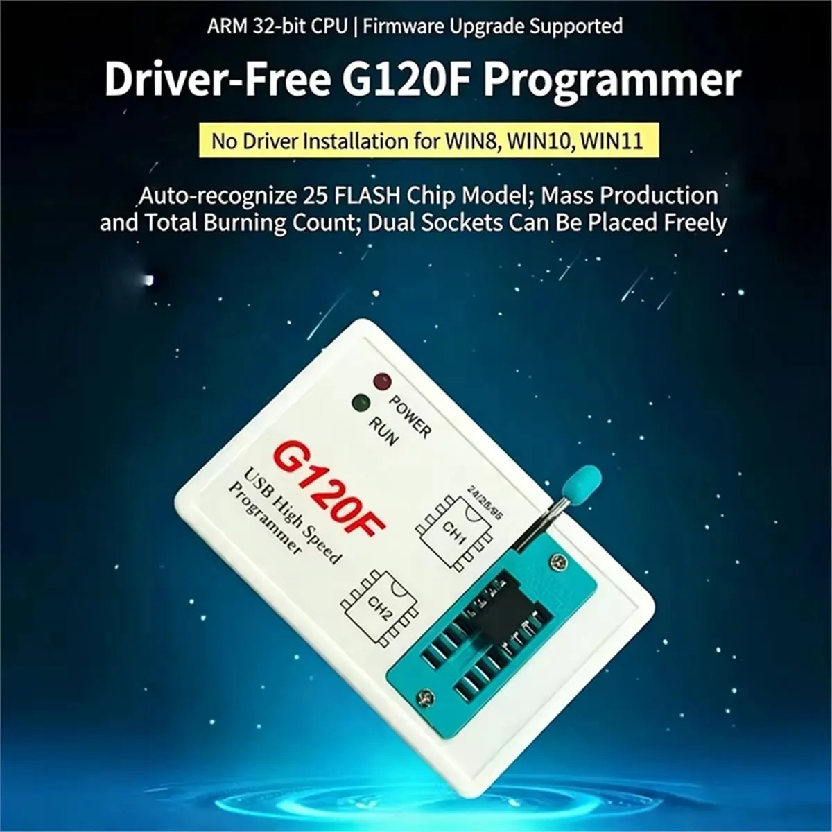 G120F Programmer Driver-Free SPI Flash Burner Support 24XX 25XX 95XX 45XX BIOS Chip with SOP8 Socket