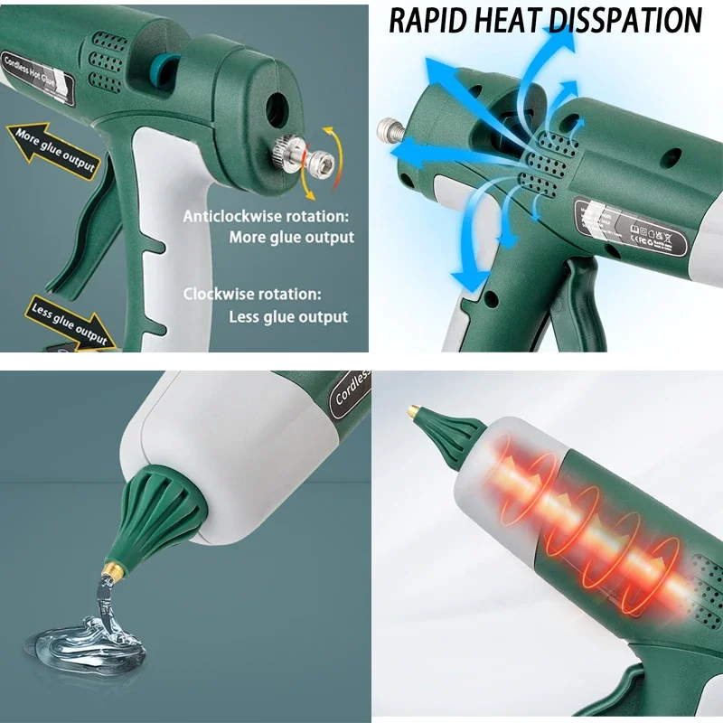 100W Cordless Hot Melt Glue Gun Anti-scald Rechargeable with Glue Sticks DIY Tool For Makita/Dewalt/Milwaukee/Bosch 18V Battery