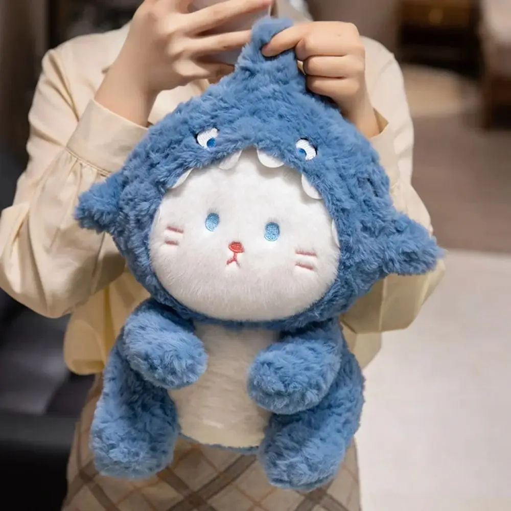

Calico Cat Shark Cat Plush Doll Removable Hood Stuffed Shark Cat Plush Toy Kawaii 37cm Cute Cat Plush Doll Festival Party Decor