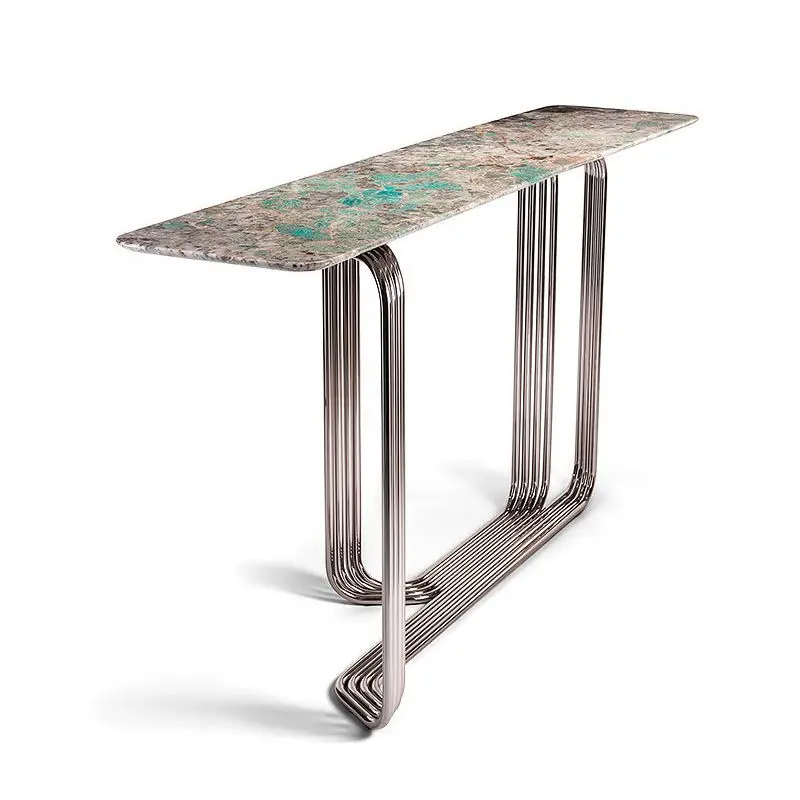 

Luxury stone entrance living room against the wall into the home special-shaped curve table