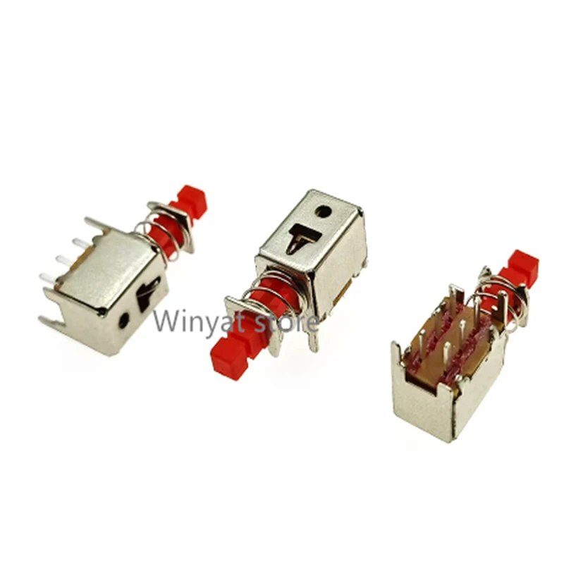 10Pcs Directly Key Switch A03 PS-22F03 6pins Self-locking/No locking  Red