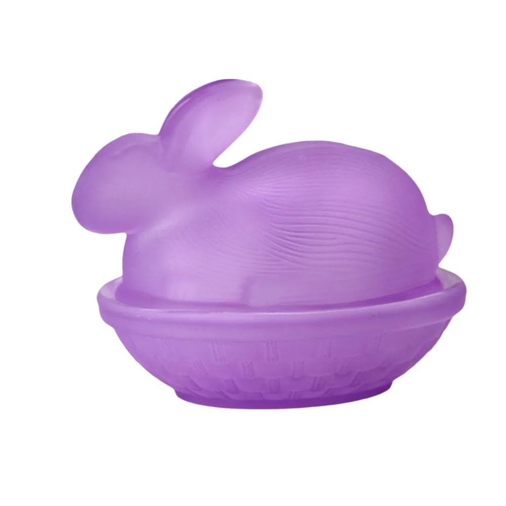 New Rabbit-Shaped Glass Candy Dish Easter Bunny Colorful Candy Bowl with Lid Egg Tray for Home and Office Desk Decoration