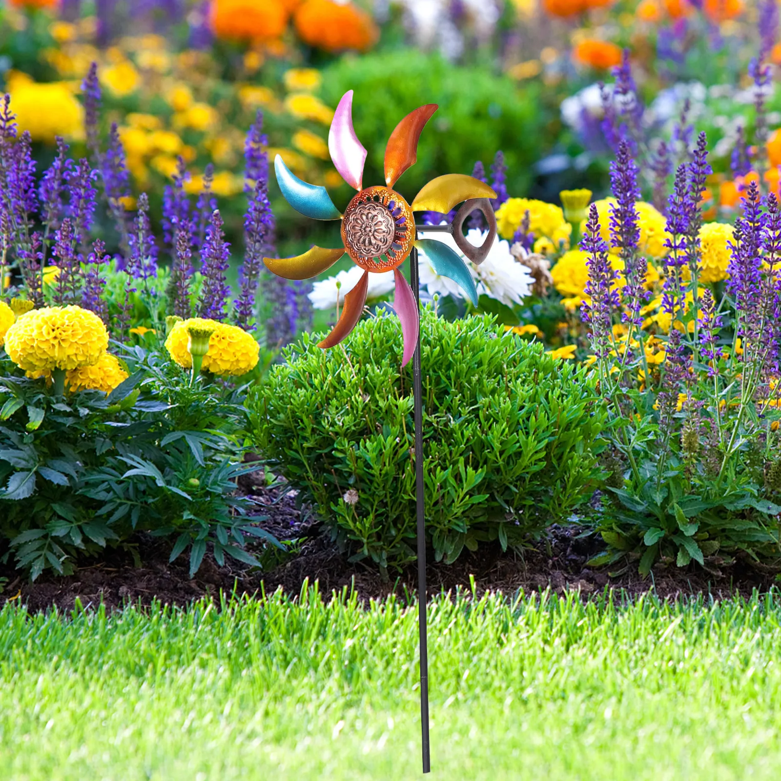 

Garden Windmill Adornment Metal Rotating Wind Spinner for Yard Park Lawn Decorative Landscape Feature Windmill