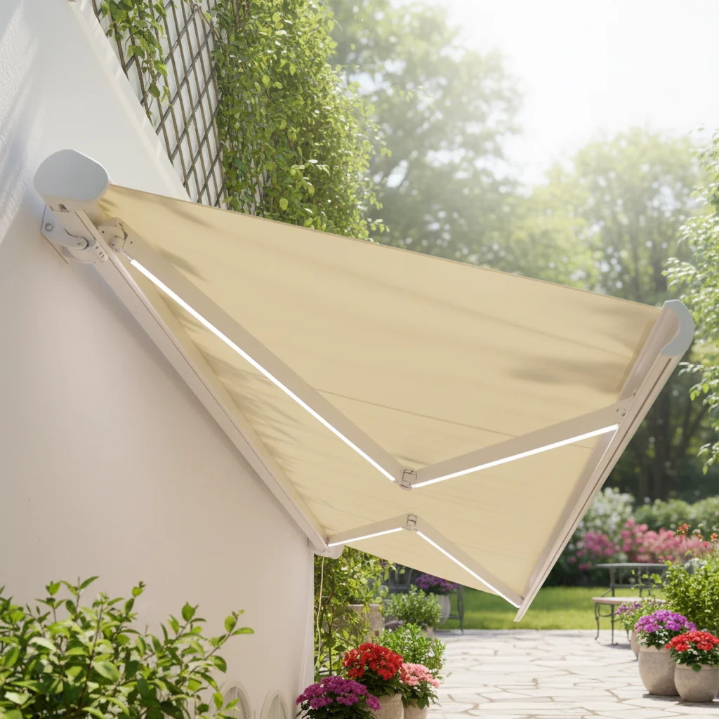 Excellent Retractable Awning Automatic Outdoor Patio Aluminum Alloy Frame Acrylic Canopy Full Cassette Electric Sunshade