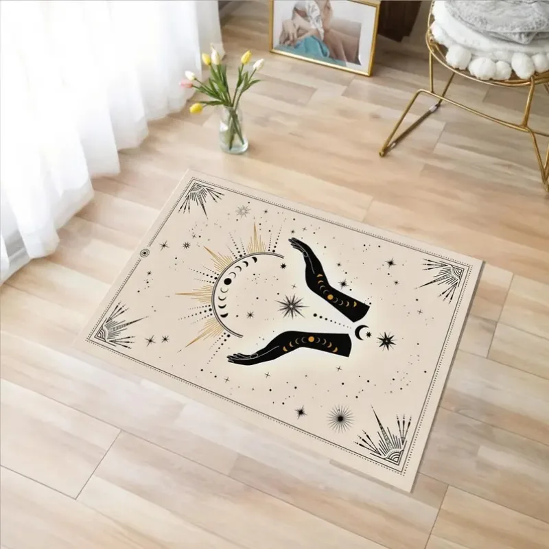 Lunar Blessings Moon Pattern Mystic Rugs Night Theme Area Carpets Ideal for Meditation Rituals and Luck Machine Washable