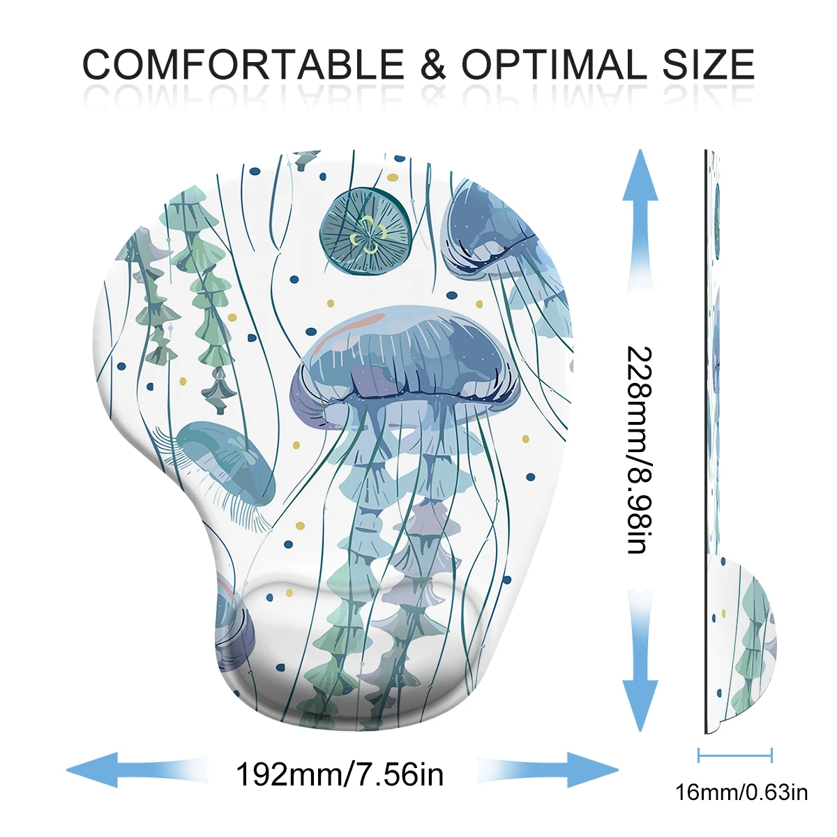 1pc Underwater World Jellyfish Mouse Pad Wrist Ergonomic Soft Anti-Slip Wrist Rest Support Mat Computer Mouse Pad for Office  PC