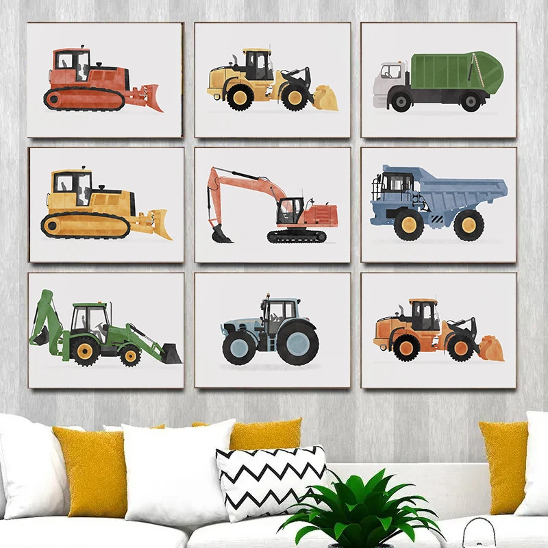 Classic Technological Progress Cartoon Car Poster High-speed Rail Cruise Transportation Canvas Painting Wall Pictures Home Decor