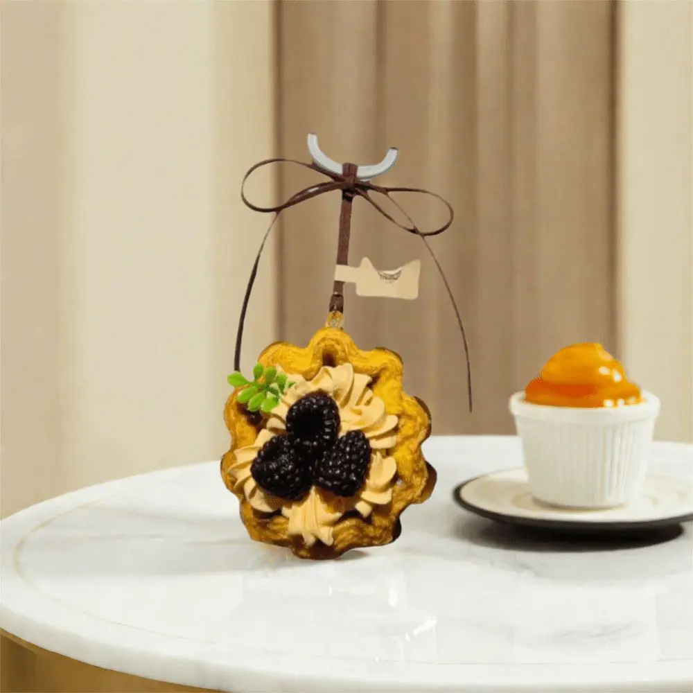 Simulation Food Egg Tart Keychain Sunflower Miniature Dessert Egg Tart Model Keyring Flower Shape Cute Egg Tart Pendant