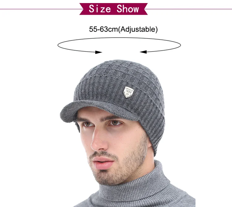 Gestrickte Hut Skullies Beanies männer Winter Hüte Für Männer Schal Kappe Frauen Winter Beanie Hut Beany Männlich Homme Gorro motorhaube Kappen – Detail 2