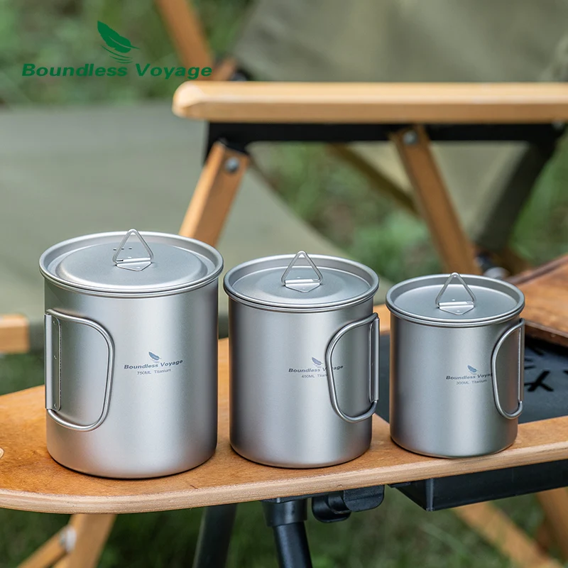 Boundless Voyage Titanium Camping Mug with Lid Stackable Cup Travel Tableware for Backpacking, Hiking, Home Use gallery 4