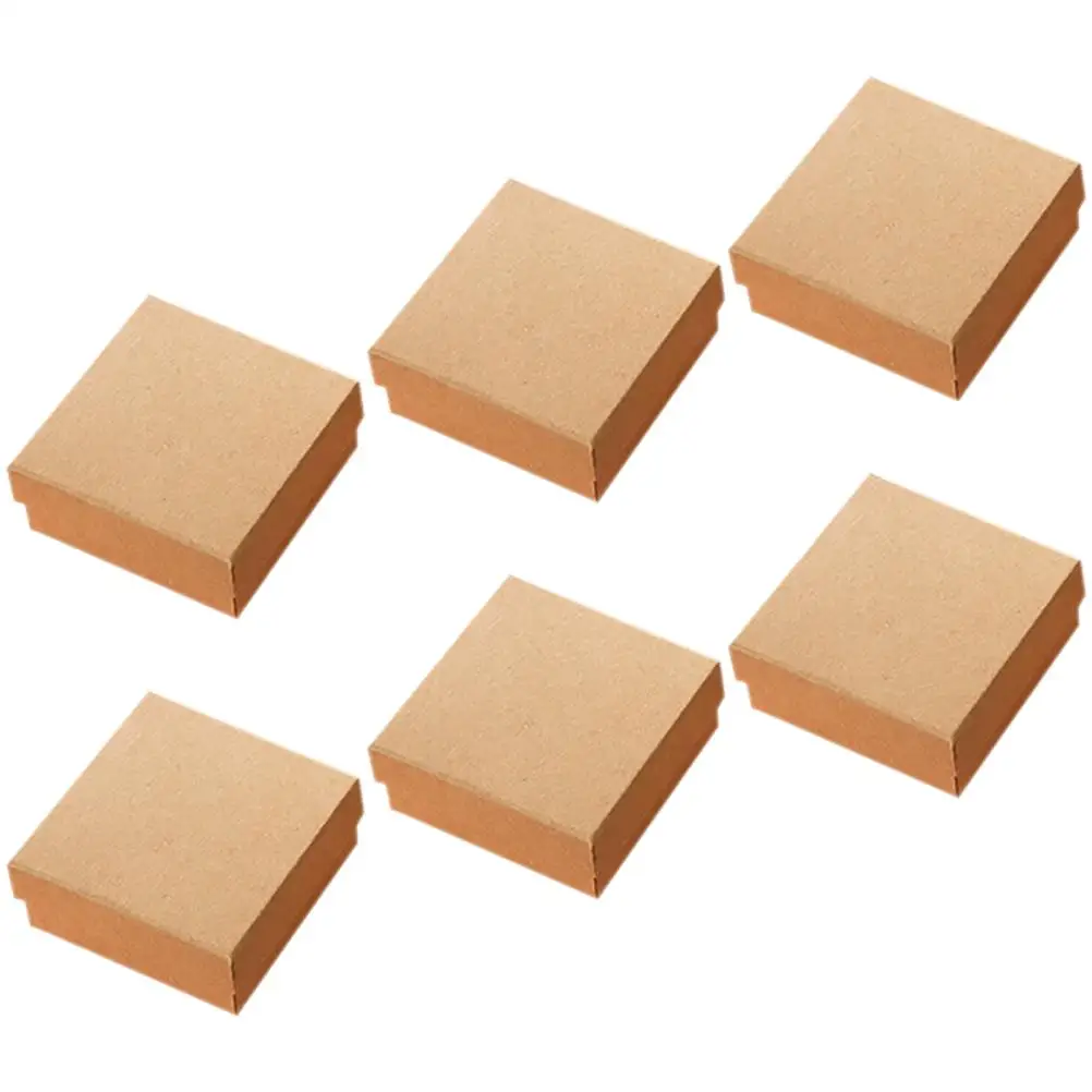 

6 шт. 7x7x3 см подарочные коробки для ювелирных изделий бумажный чехол с губкой для колец, серег, ожерелий, органайзер для хранения, подарок