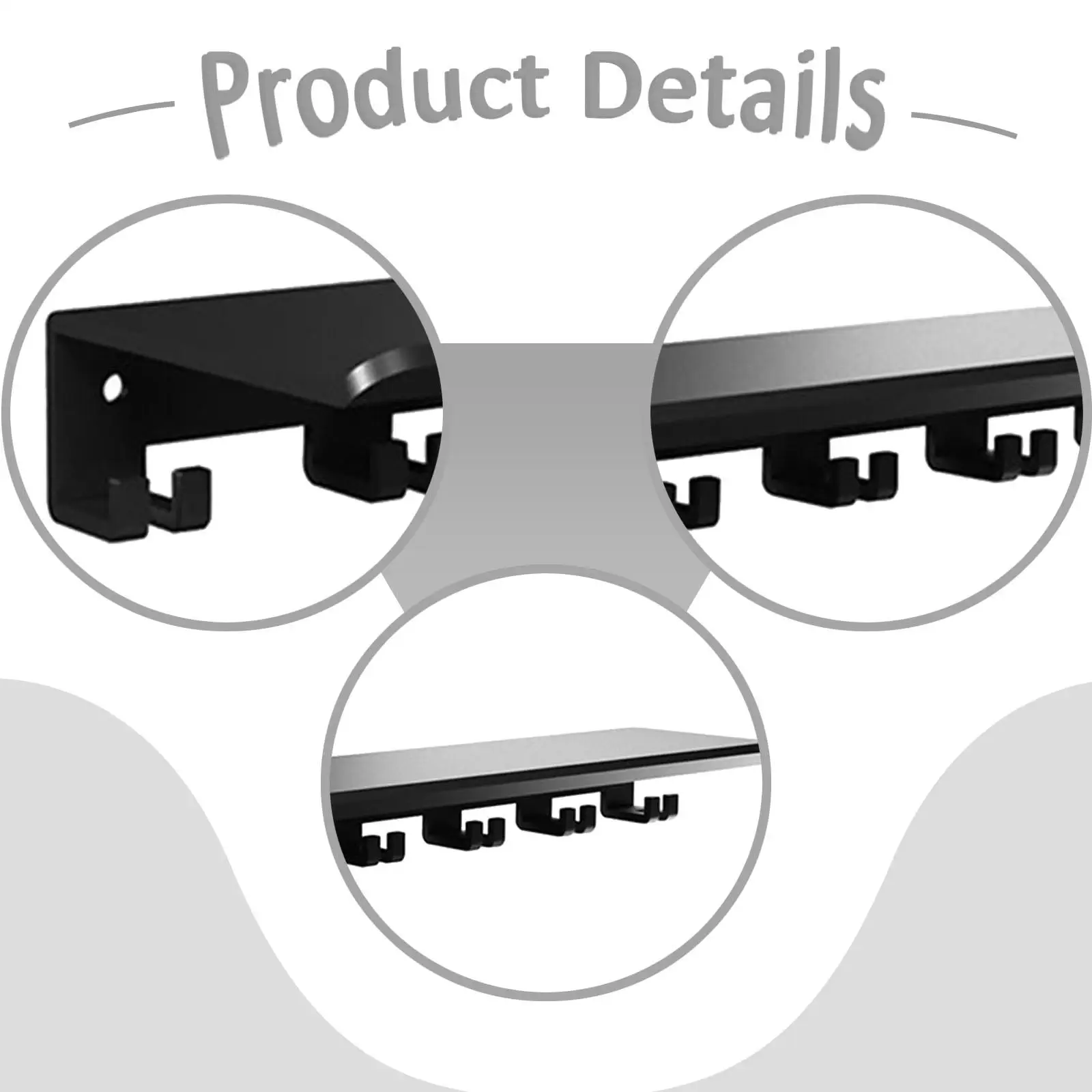 Prateleira compatível com acessórios tonais Prateleira de armazenamento preta versátil e resistente