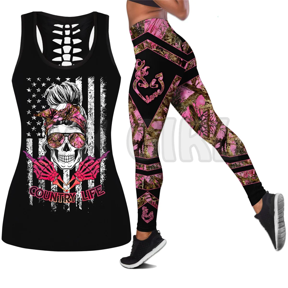 

Combo Skull Country Life 3D Printed Tank Top+Legging Combo Outfit Yoga Fitness Legging Women