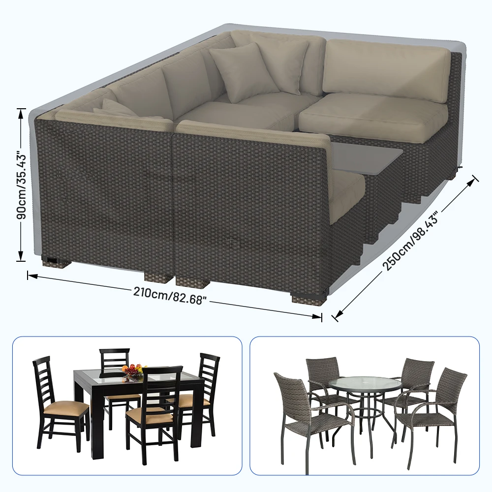 600D Garden Furniture Cover Oxford Fabric Tarpaulin Waterproof Outdoor Patio Dust Proof Cover for Sofa Table Chair