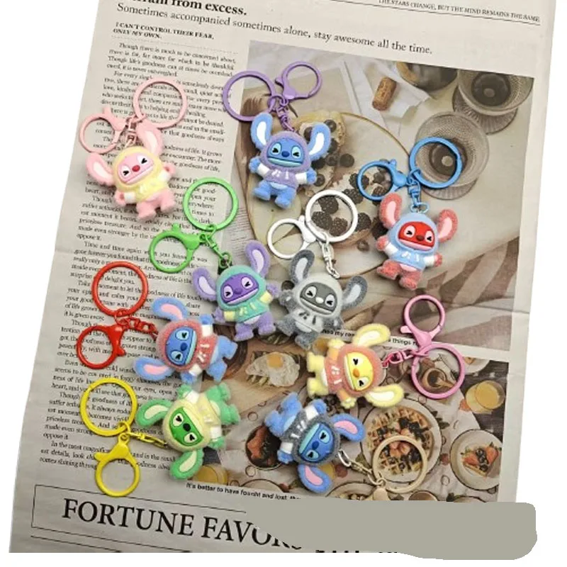 1PCS for Kawaii Stitch Keychain Keyring Doll Eat Something Before Sleep Series Backpack Pendant Girl