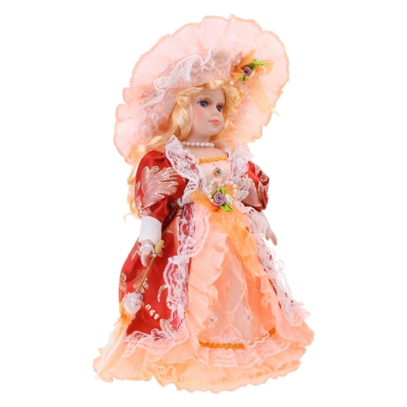 F19F Handmade European Porcelain with Elegant Gowns for Adult Kids Home Table Collectable House Decors