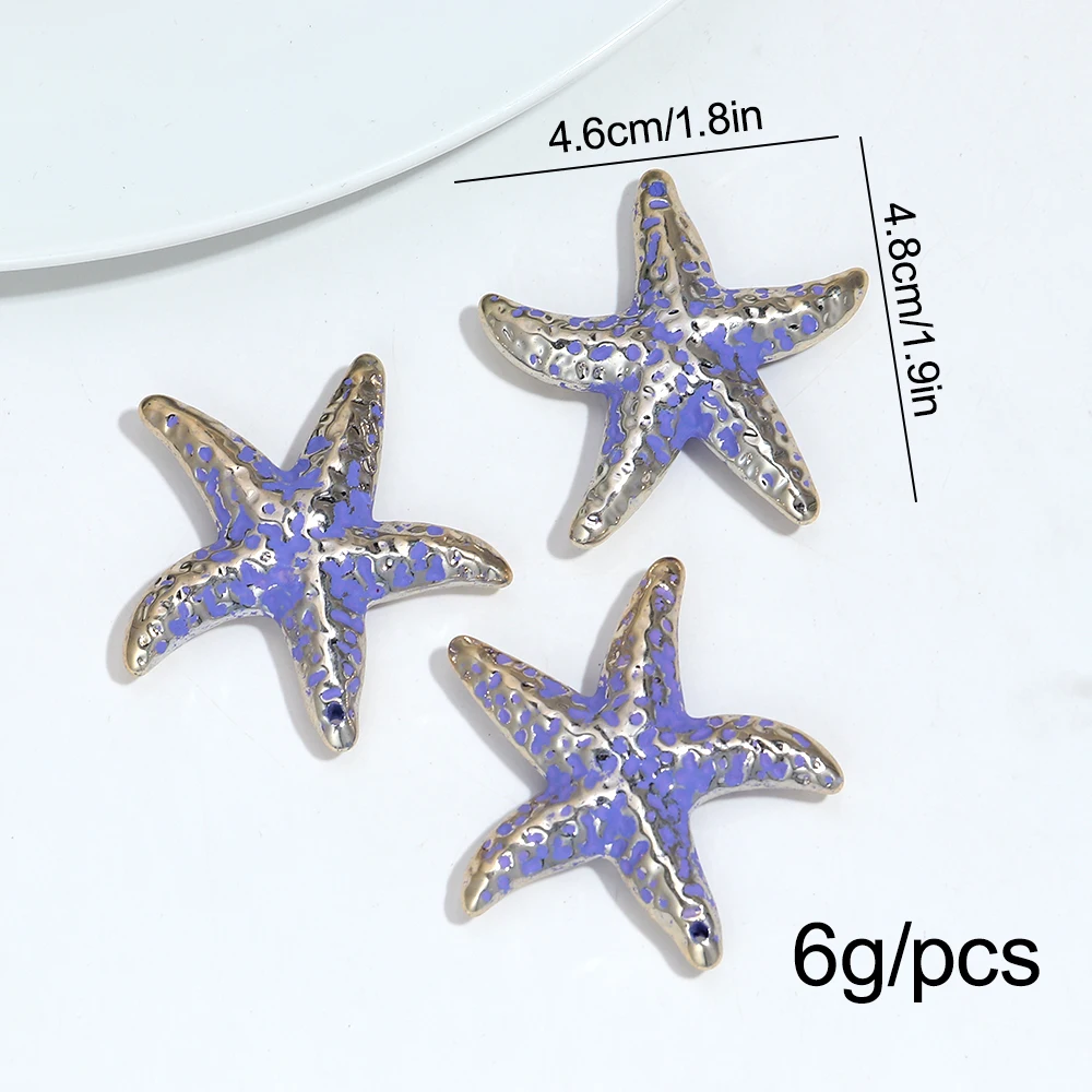 5pcs/lot Vintage Colorful 46x48mm Starfish Acrylic Charms Pendant for DIY Beach Jewelry Making Bracelet Necklace Key Accessories