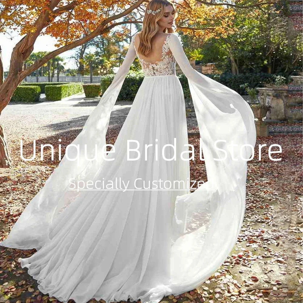 Abito da sposa classico personalizzato Gonna divisa di alta qualità Bella applique Sweep Train Abito da festa senza maniche aperto sul retro per le donne