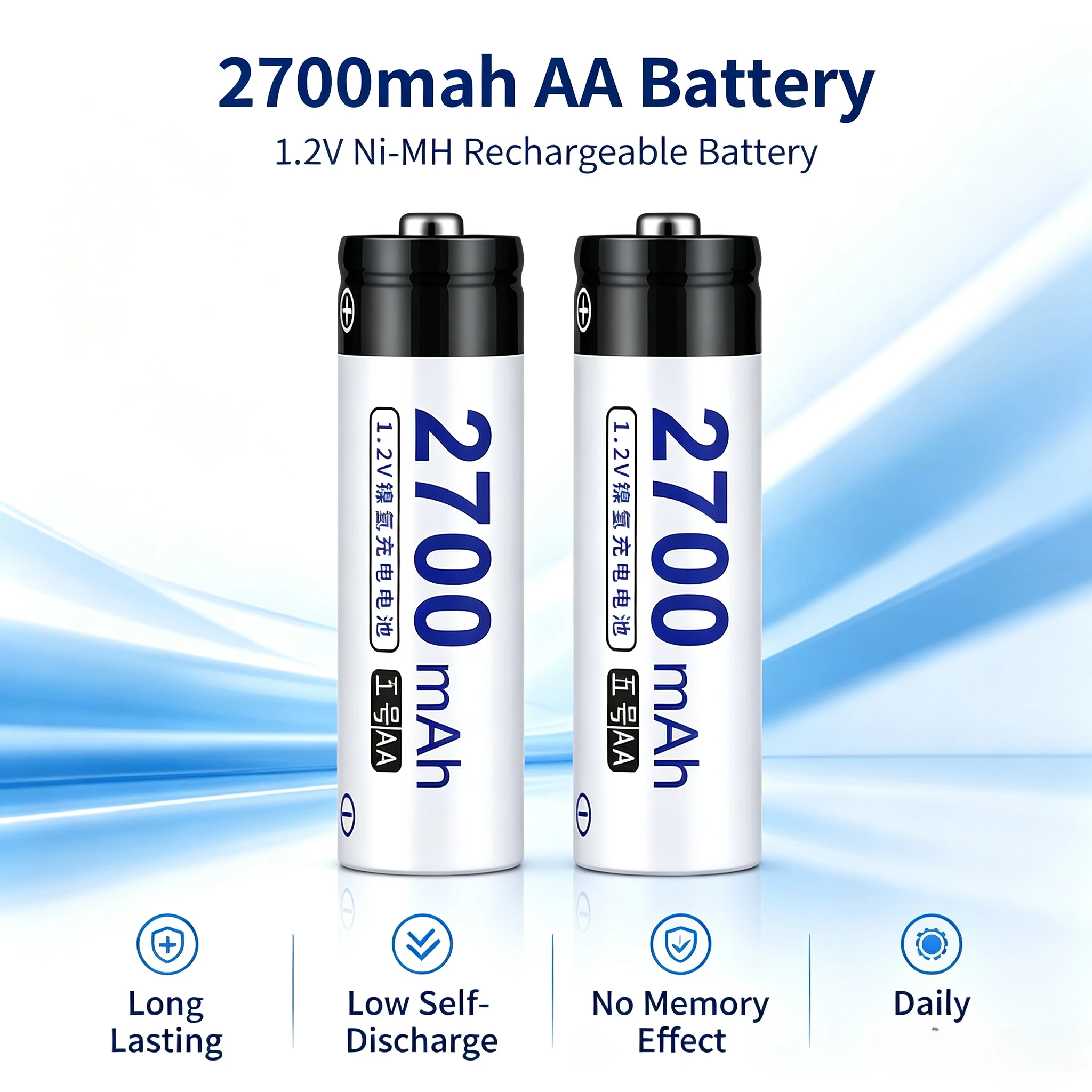 1-12pcs 1.2V 2700mAh Rechargeable Battery No.5 NI-MH LR6 Batteries for Computer Clock Radio Video Game Digital Camera Wholesale