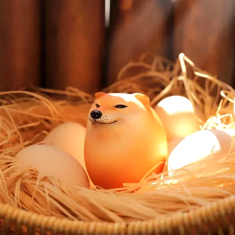 Cute Shiba Inu Egg Figurine Realistic Dog Statue Desktop Decoration for Home Office Xmas Gift