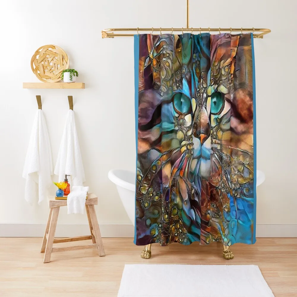 Andyna, cat, chat, cat, lea roche paintings Shower Curtain Bathroom For Shower Transparent Bathroom Shower For Bathrooms Curtain