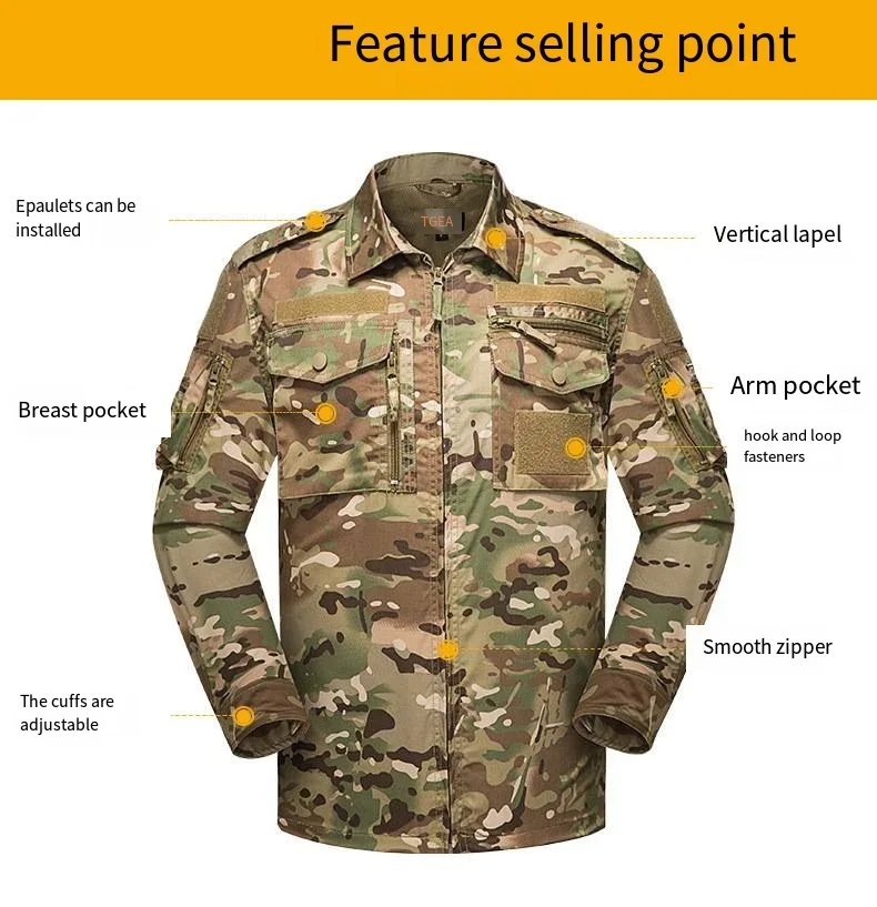 New 728 Men Long Sleeve Shirts Windbreaker Combat Uniform Train Suits Work Sets Outdoor Clothes Hunting Suit Men Shirt